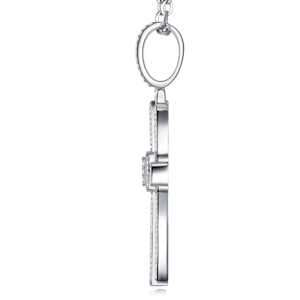 Covenant Moissanite Cross Necklace in Sterling Silver