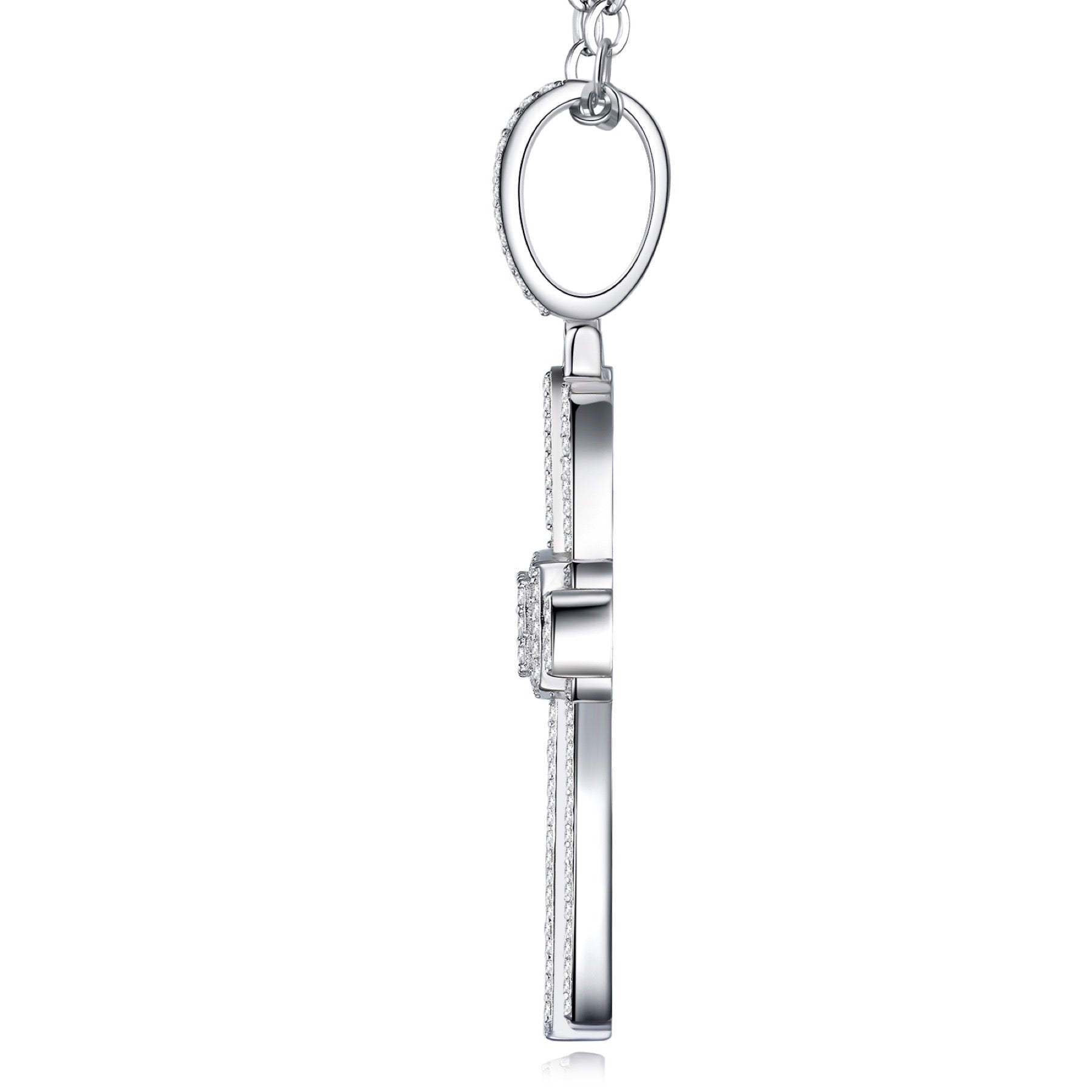 Covenant Moissanite Cross Necklace in Sterling Silver