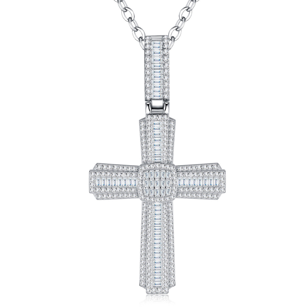 Covenant Moissanite Cross Necklace in Sterling Silver