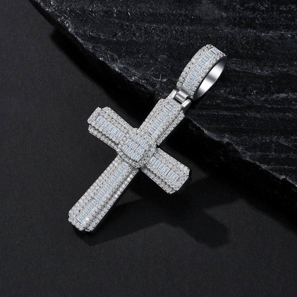 Covenant Moissanite Cross Necklace in Sterling Silver