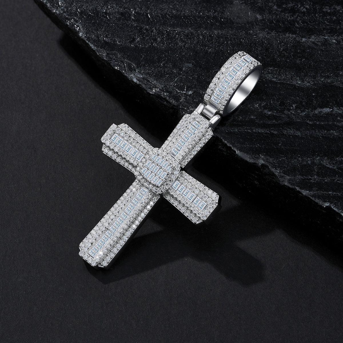 Covenant Moissanite Cross Pendant in Sterling Silver