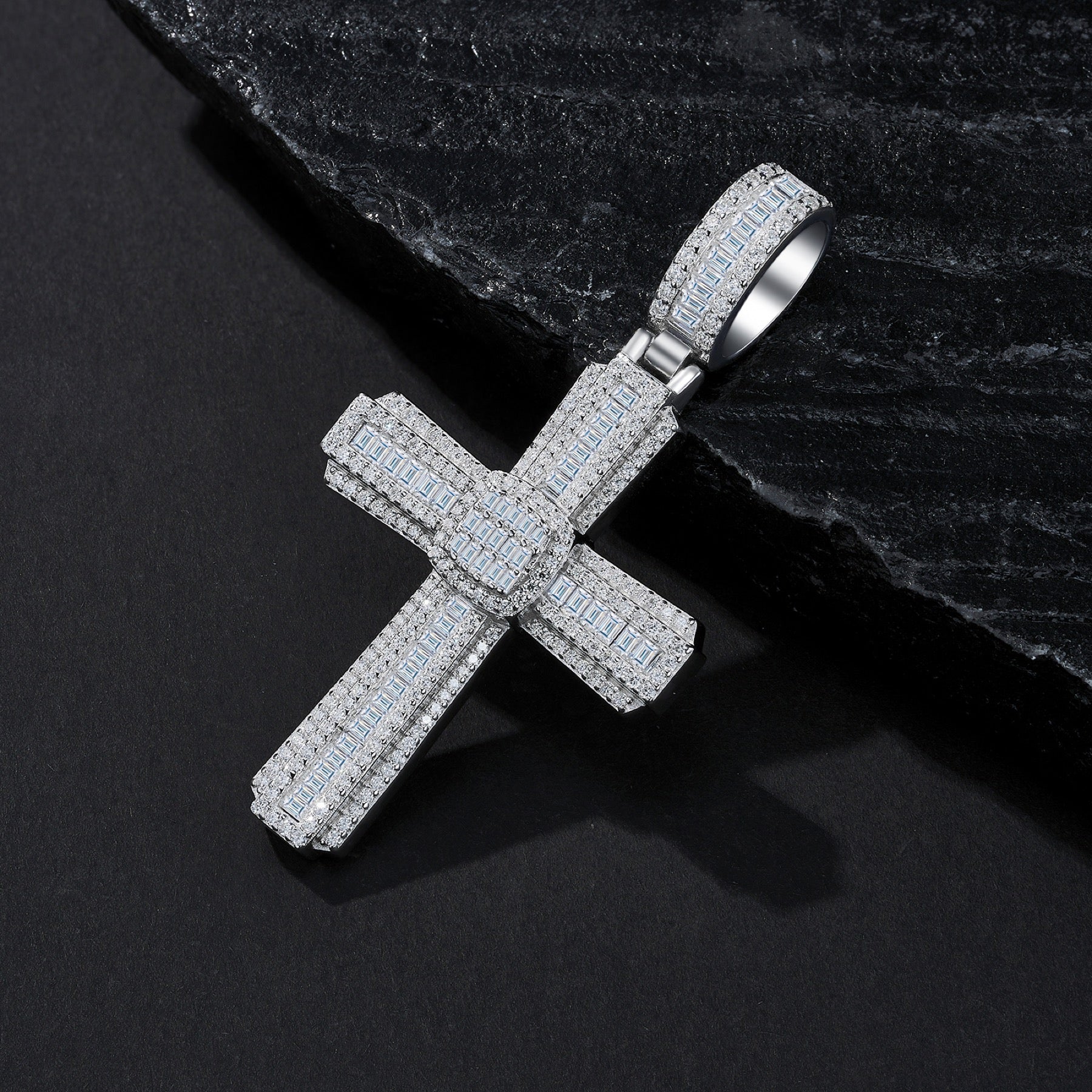 Covenant Moissanite Cross Necklace in Sterling Silver