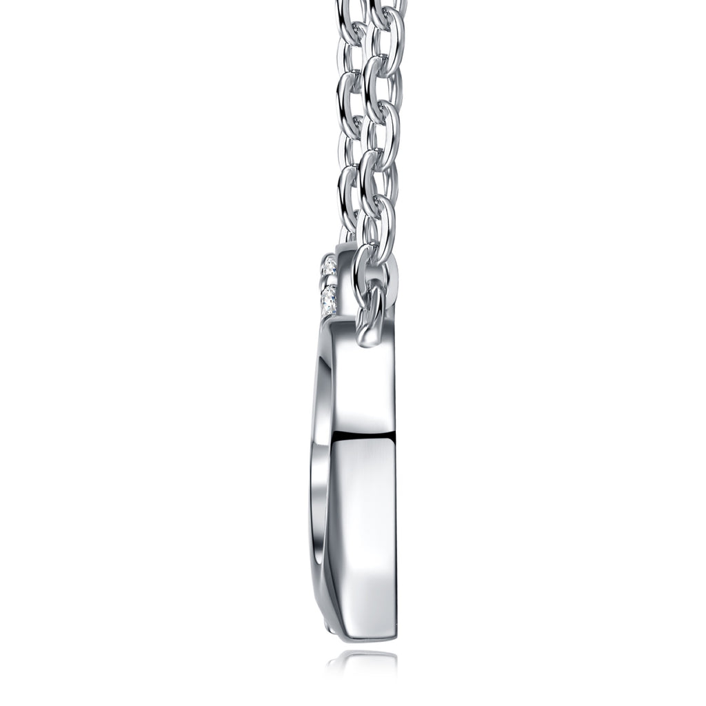 Twinheart Moissanite Double Heart Necklace in Sterling Silver