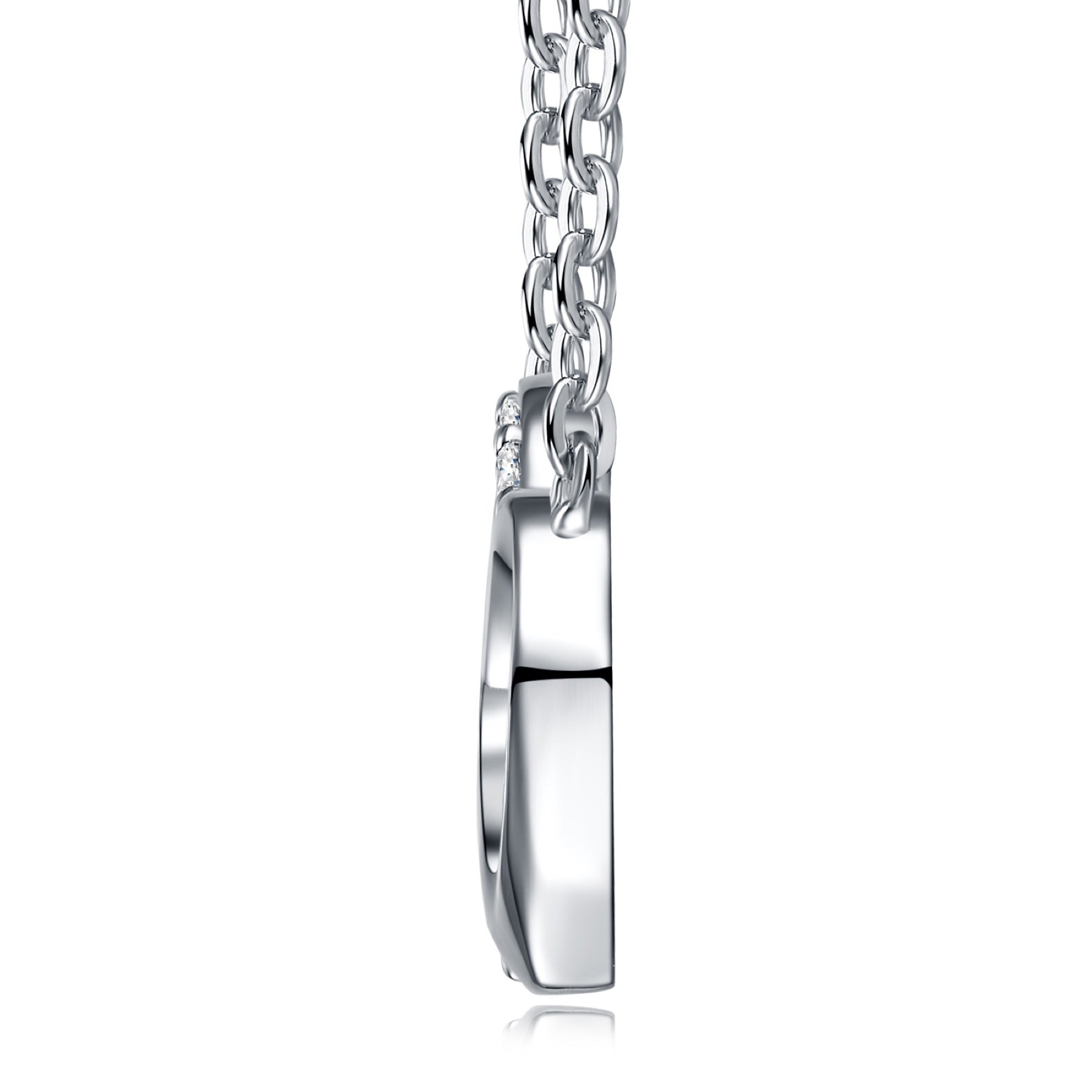 Twinheart Moissanite Double Heart Necklace in Sterling Silver