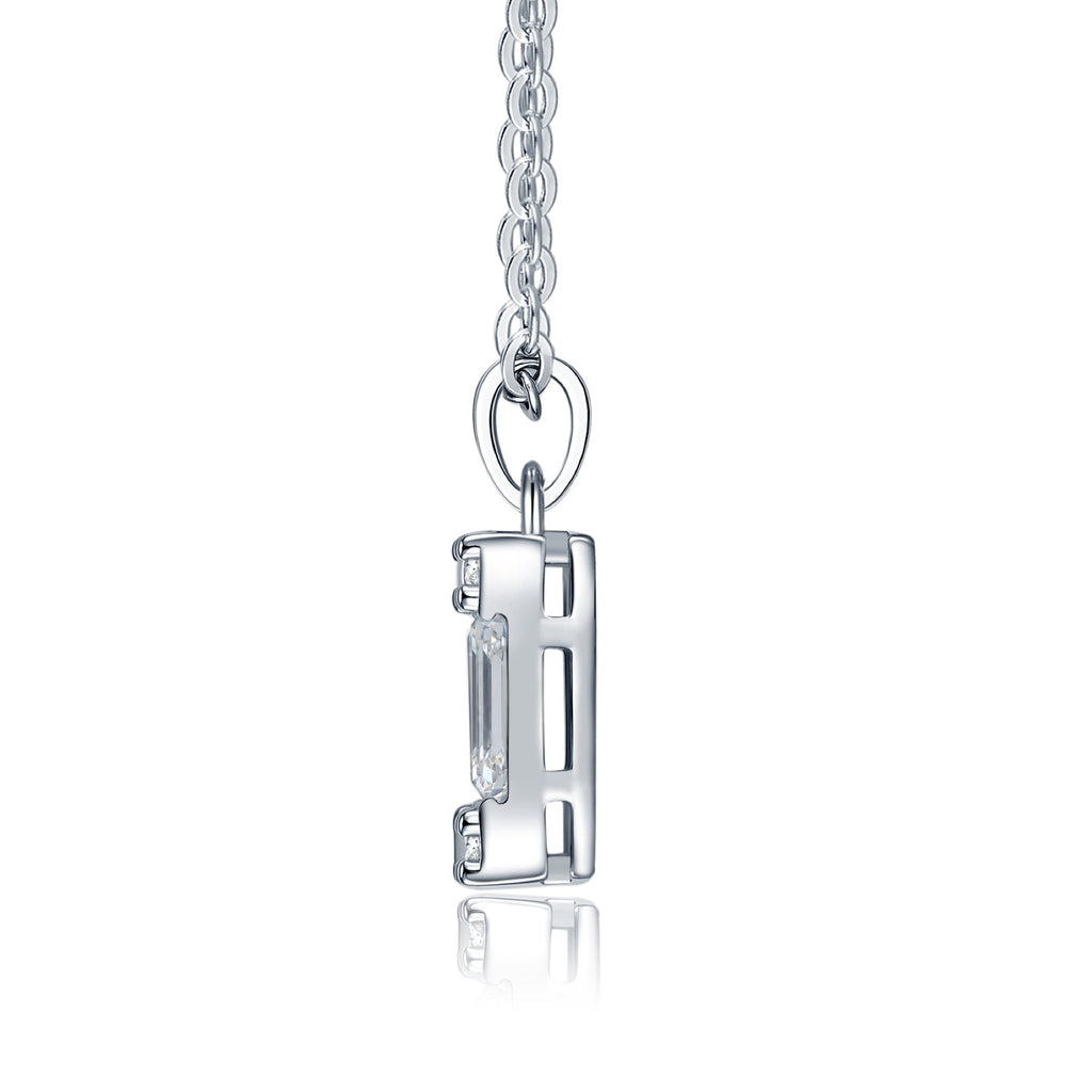 Facette Moissanite Baguette Cluster Pendant Necklace in Sterling Silver