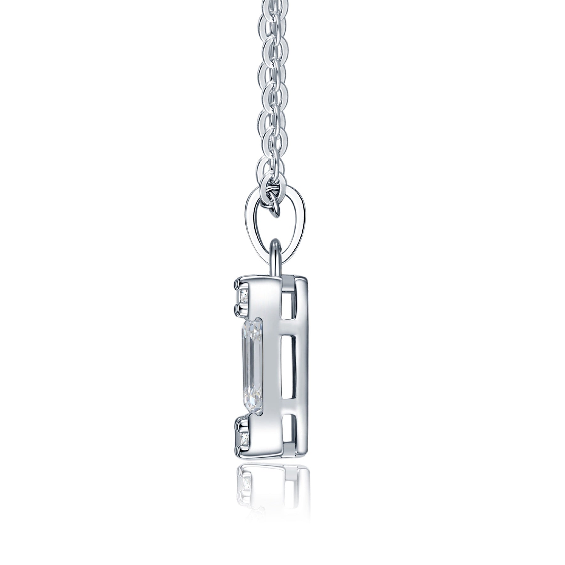 Facette Moissanite Baguette Cluster Pendant Necklace in Sterling Silver