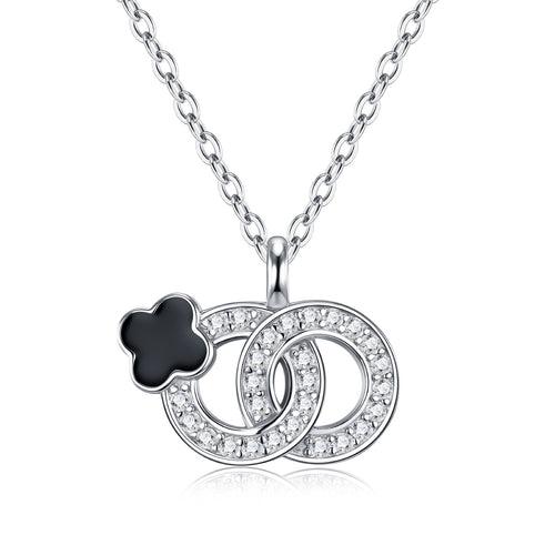 Clover Link Moissanite Clover Link Necklace in Sterling Silver