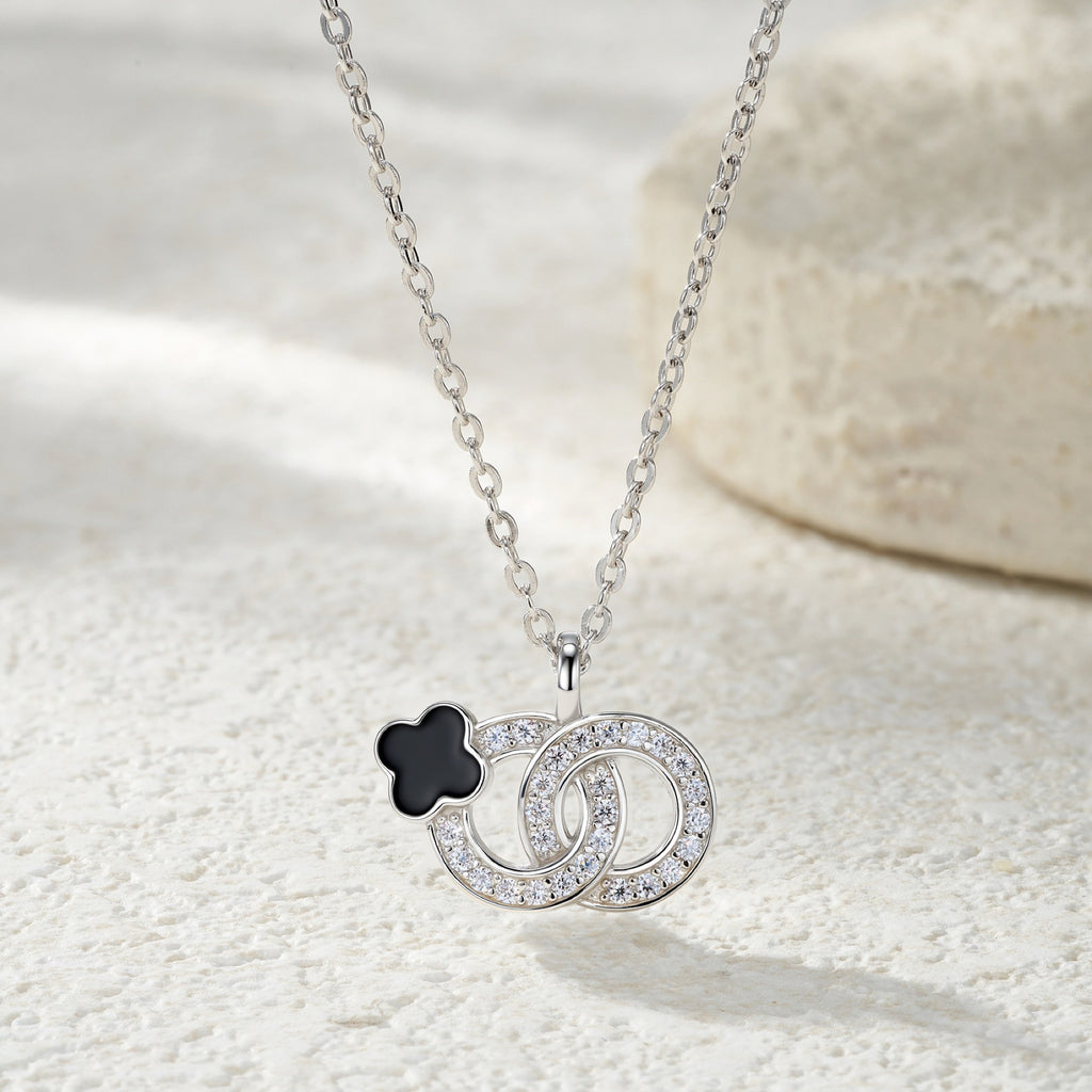 Clover Link Moissanite Clover Link Necklace in Sterling Silver