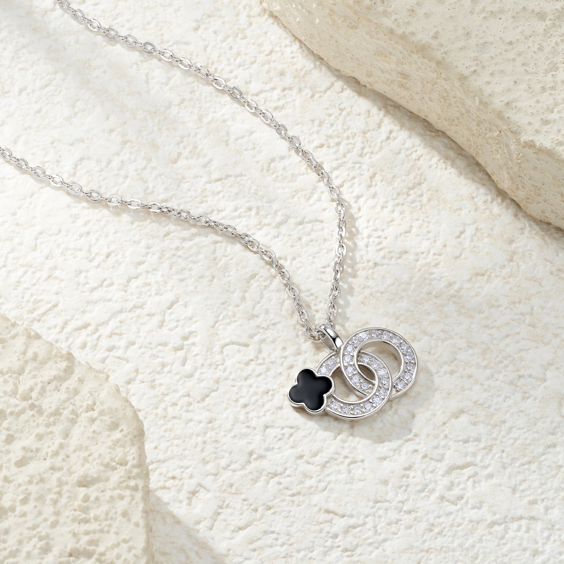 Clover Link Moissanite Clover Link Necklace in Sterling Silver
