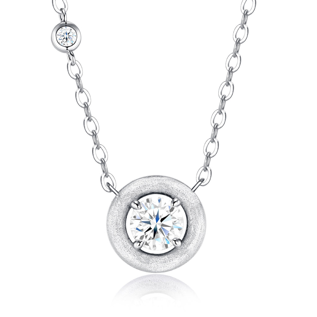 Solo Moissanite Bezel Solitaire Necklace in Sterling Silver