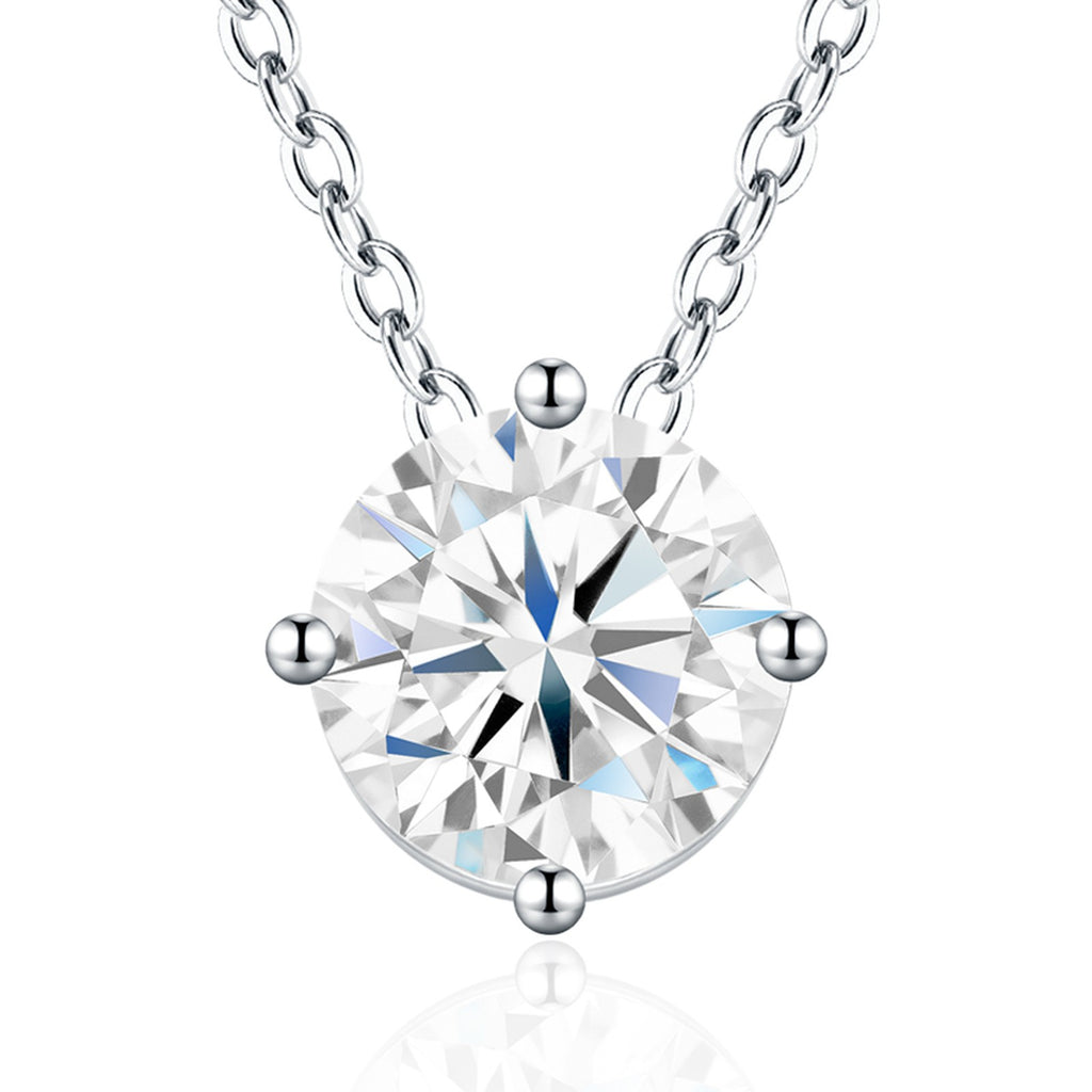 Simplicity 0.5 Carat Moissanite Solitaire Pendant Necklace in Sterling Silver — detail