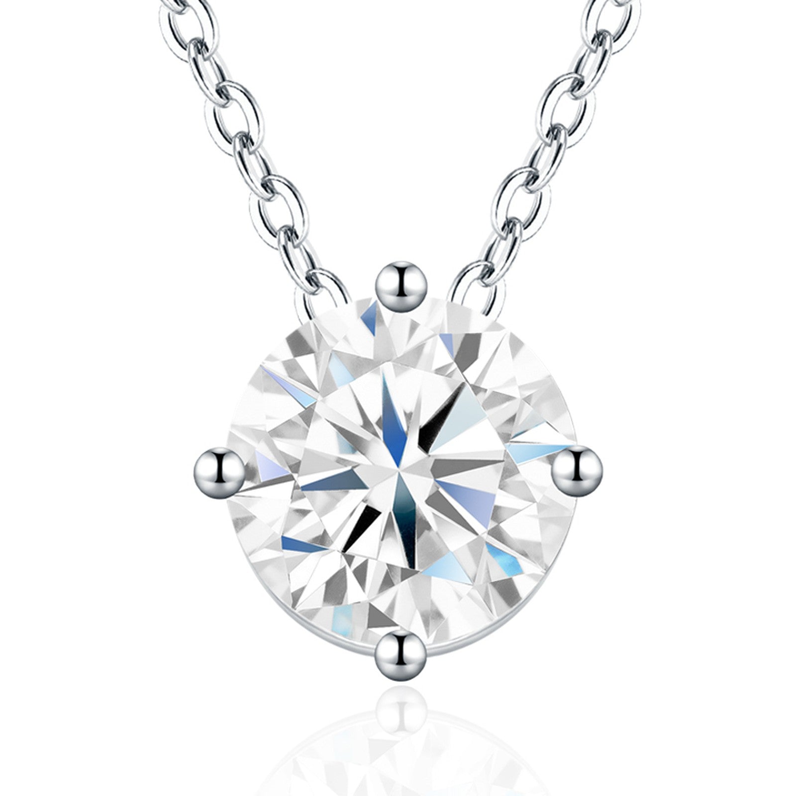 Simplicity 0.5 Carat Moissanite Solitaire Pendant Necklace in Sterling Silver — detail