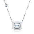 Slate Moissanite Emerald-Cut Bezel Necklace in Sterling Silver
