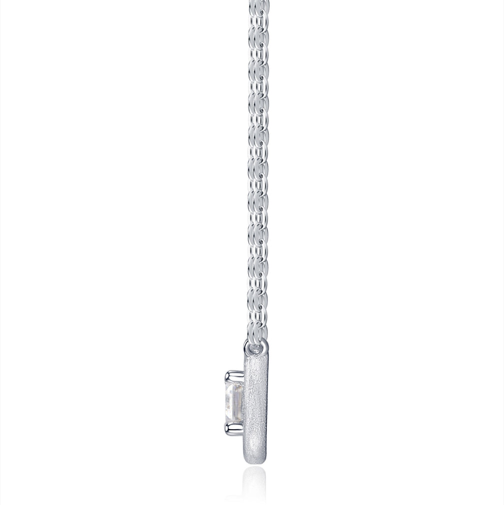 Slate Moissanite Emerald-Cut Bezel Necklace in Sterling Silver