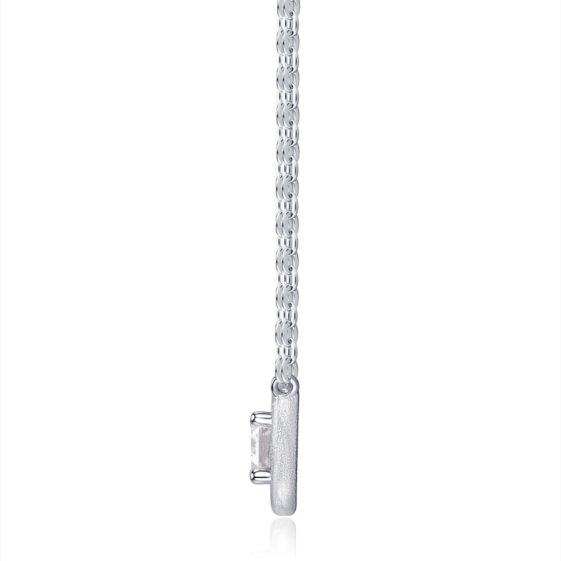 Slate Moissanite Emerald-Cut Bezel Necklace in Sterling Silver