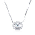 Pebble Moissanite Oval Bezel Necklace in Sterling Silver
