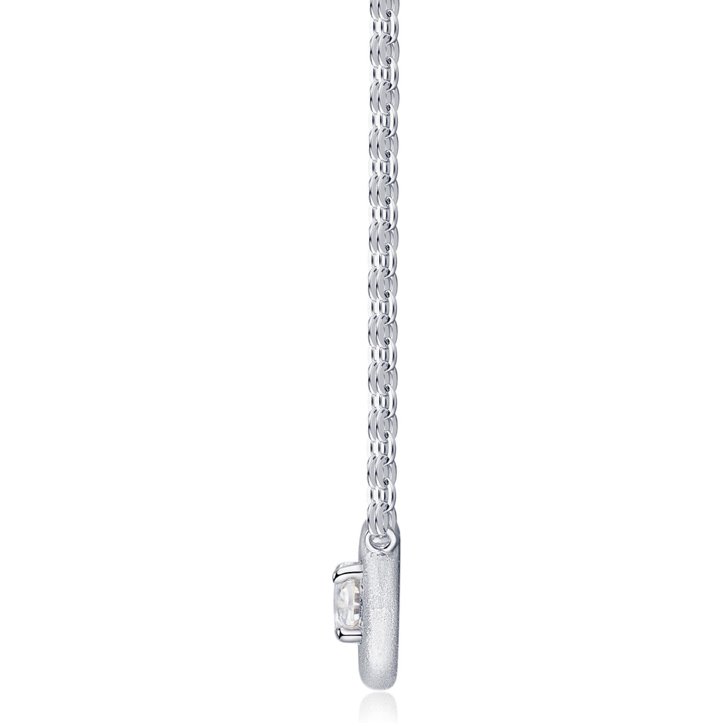 Pebble Moissanite Oval Bezel Necklace in Sterling Silver