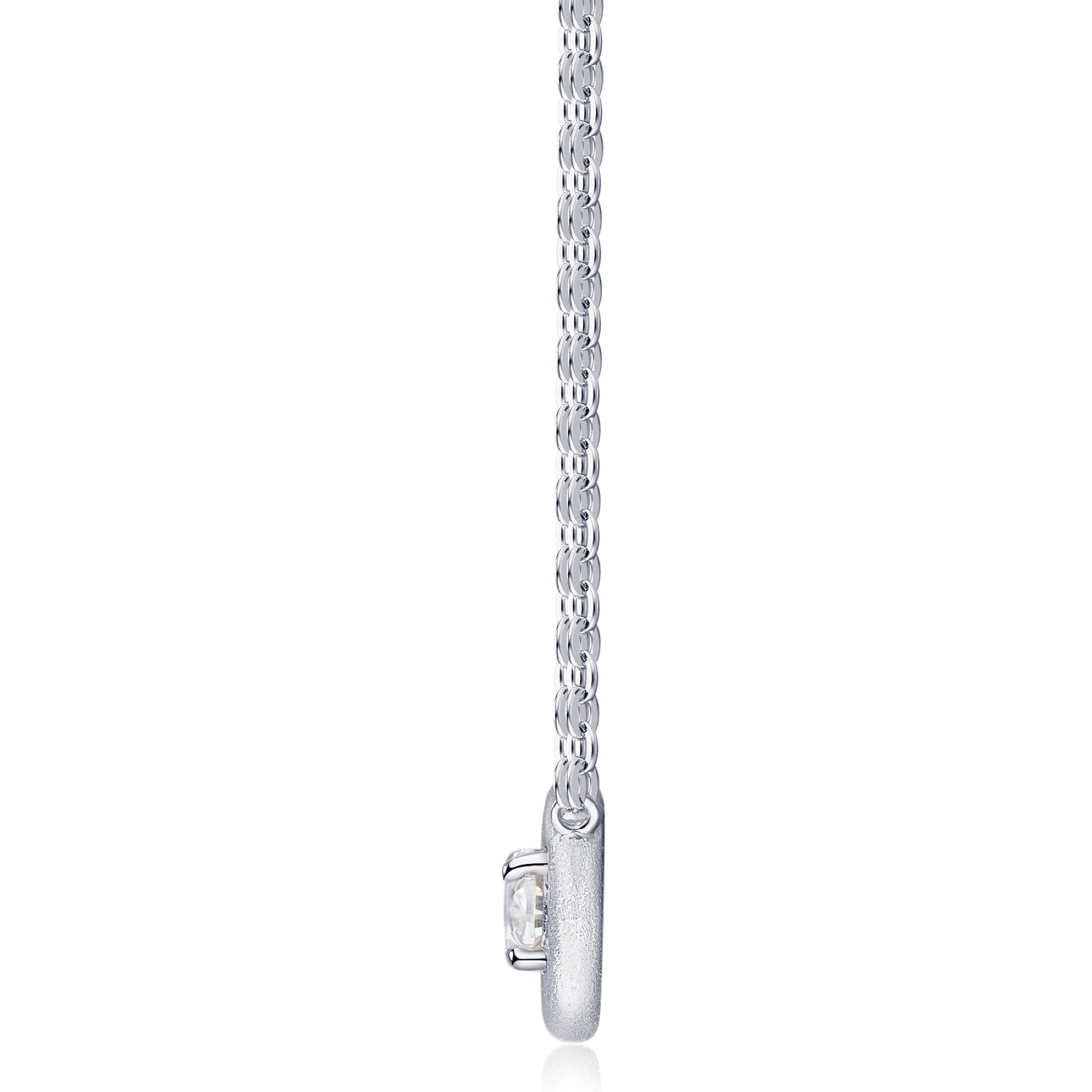 Pebble Moissanite Oval Bezel Necklace in Sterling Silver