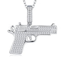 Maverick Moissanite Pistol Pendant Necklace in Sterling Silver