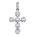 Rosette Moissanite Cross Necklace in Sterling Silver