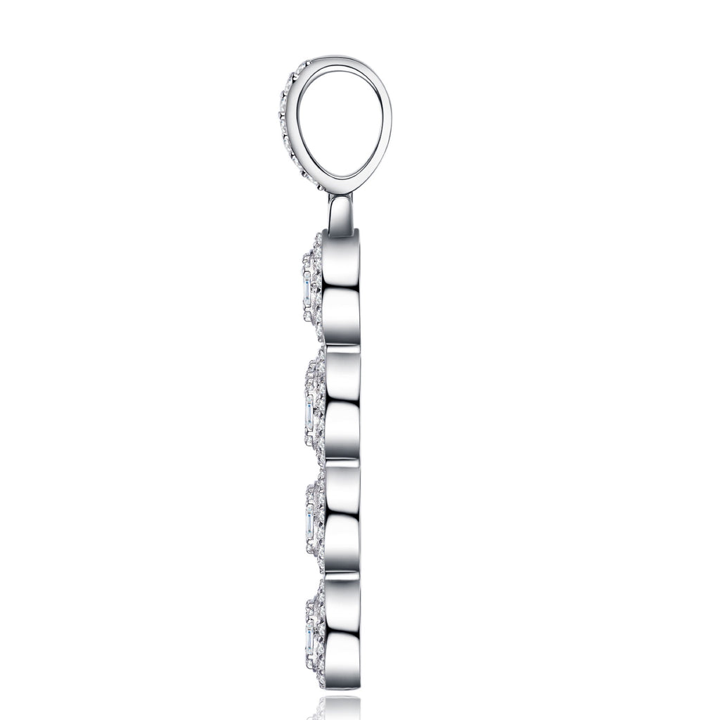 Rosette Moissanite Cross Necklace in Sterling Silver