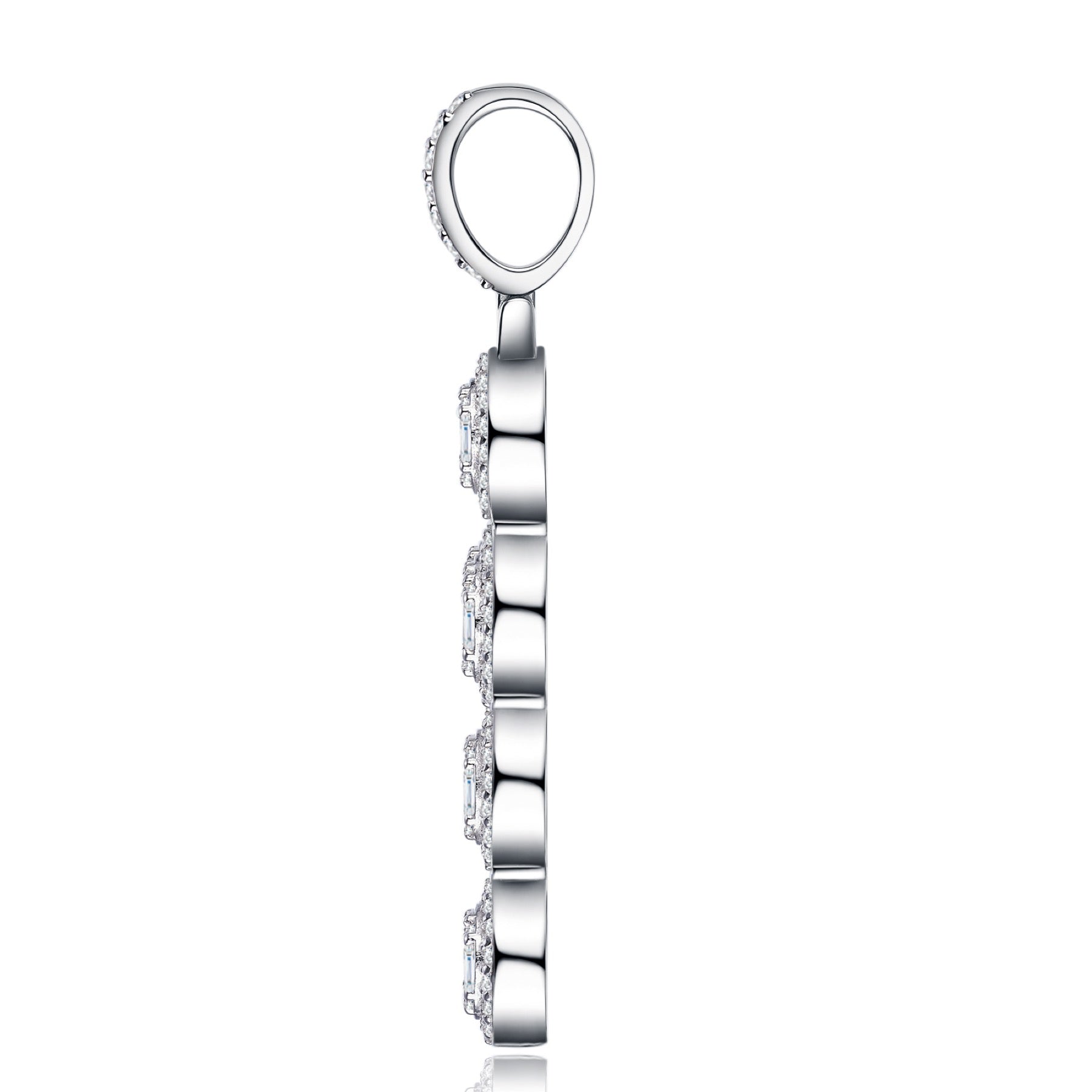 Rosette Moissanite Cross Necklace in Sterling Silver