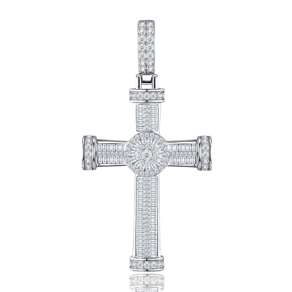 Icon Moissanite Cross Pendant in Sterling Silver