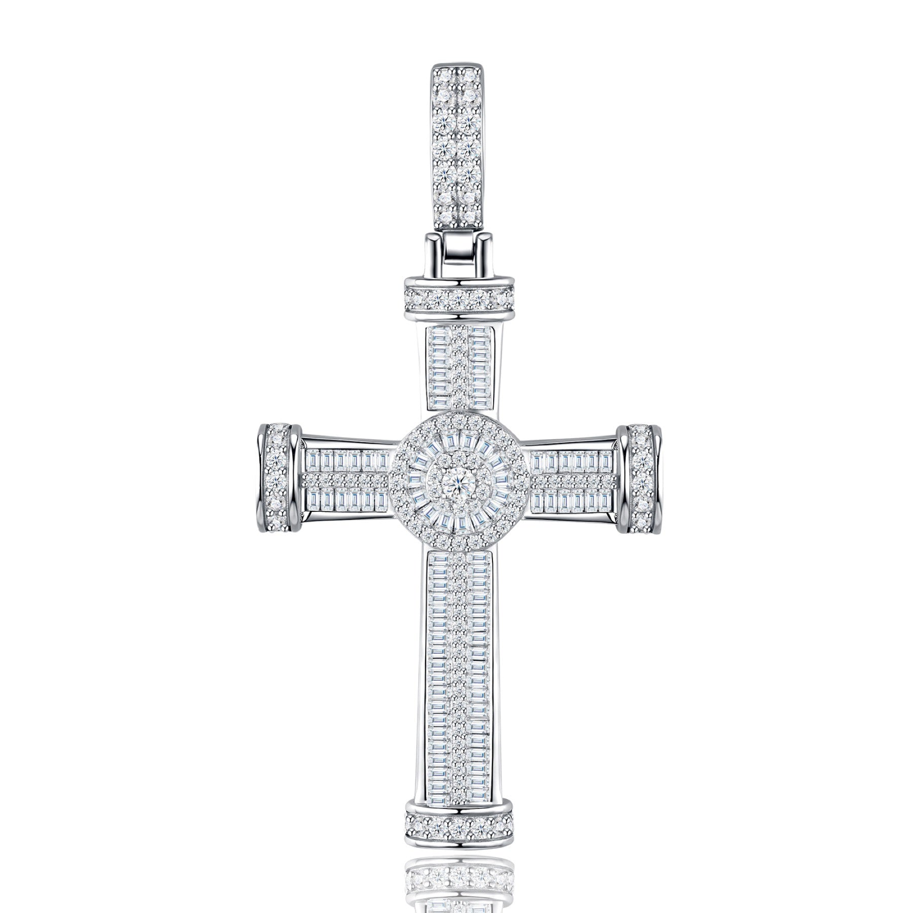 Icon Moissanite Cross Necklace in Sterling Silver
