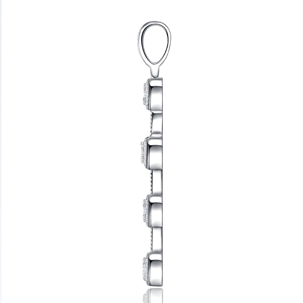 Pillar Moissanite Cross Necklace in Sterling Silver