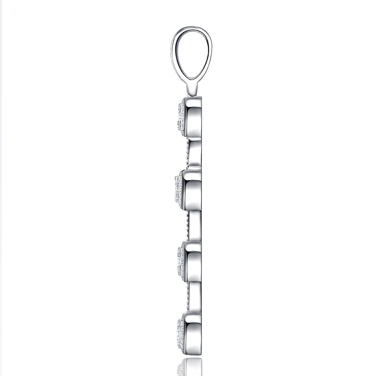 Pillar Moissanite Cross Pendant in Sterling Silver