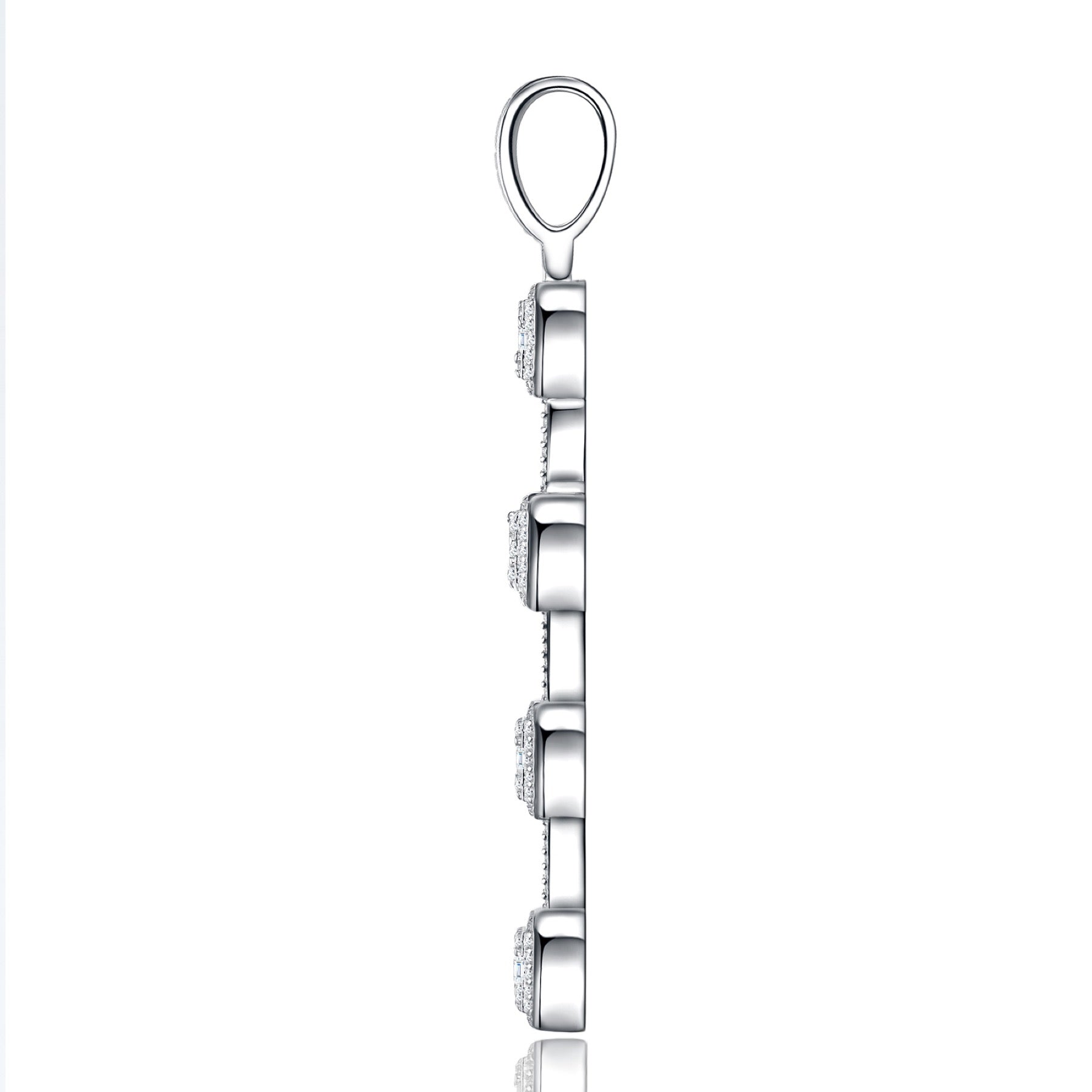 Pillar Moissanite Cross Necklace in Sterling Silver