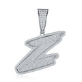 Initial Z Moissanite Iced Bubble Pendant Necklace in Sterling Silver