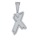 Initial X Moissanite Iced Bubble Pendant Necklace in Sterling Silver