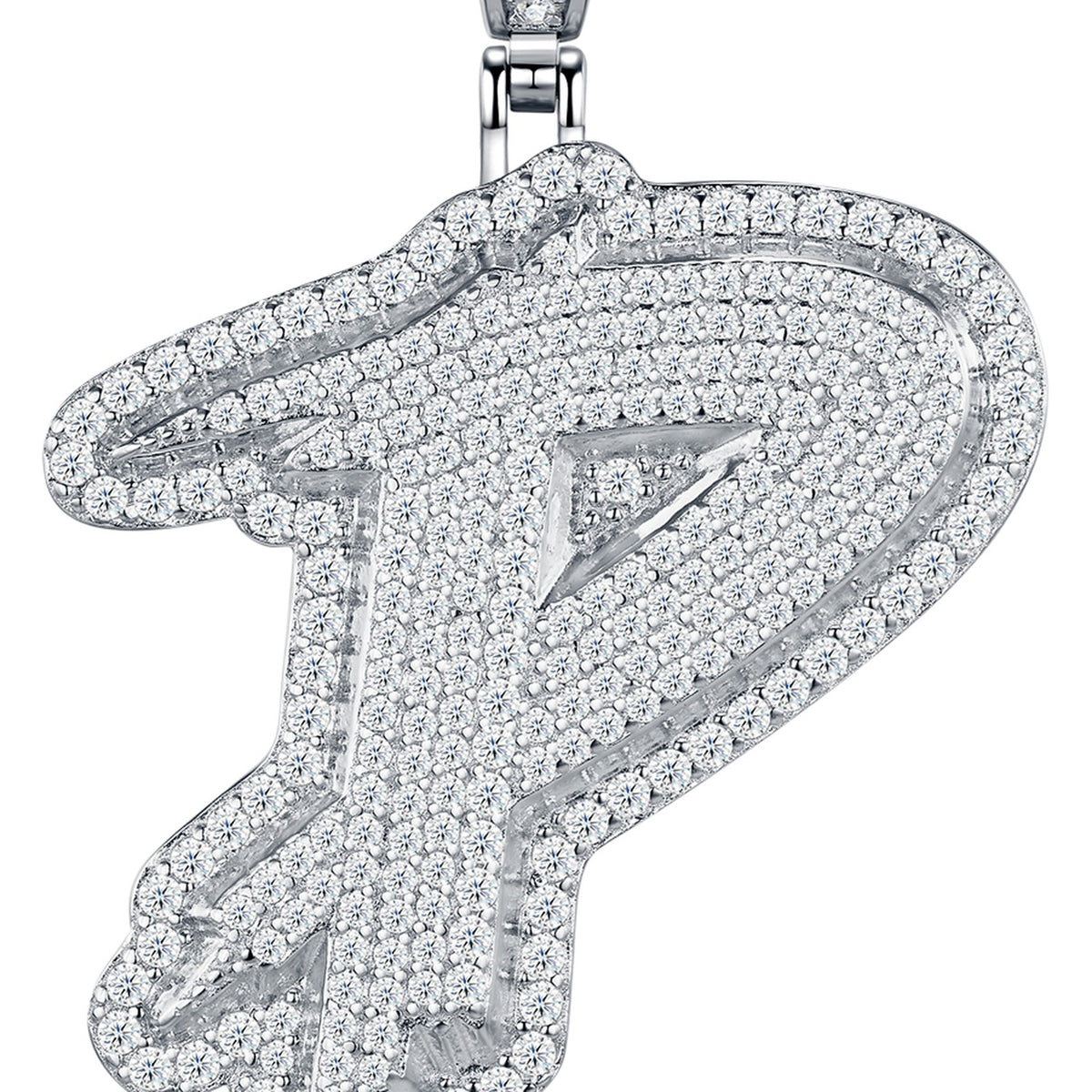 Initial P Moissanite Iced Bubble Pendant in Sterling Silver — detail
