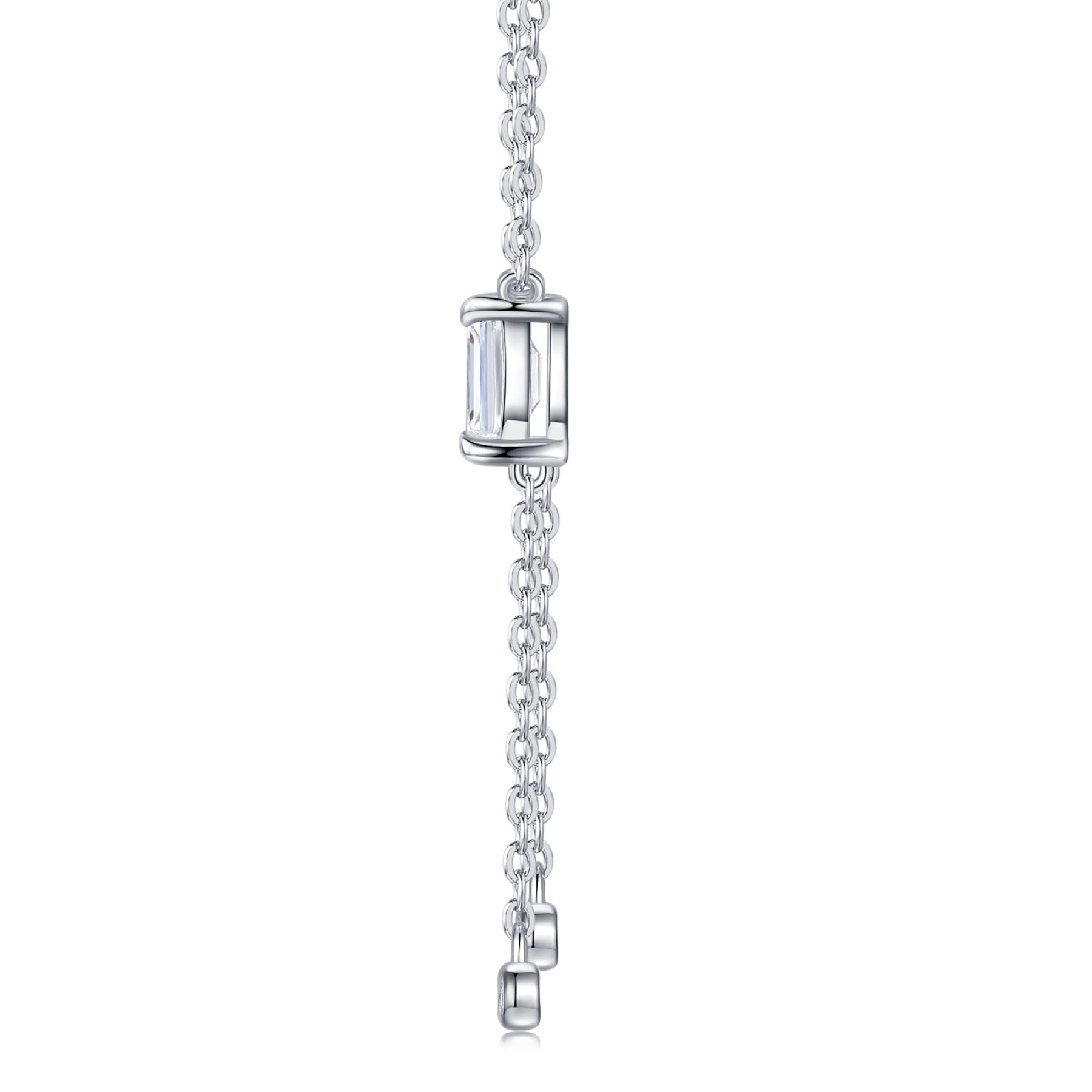 Column Moissanite Emerald-Cut Drop Necklace in Sterling Silver