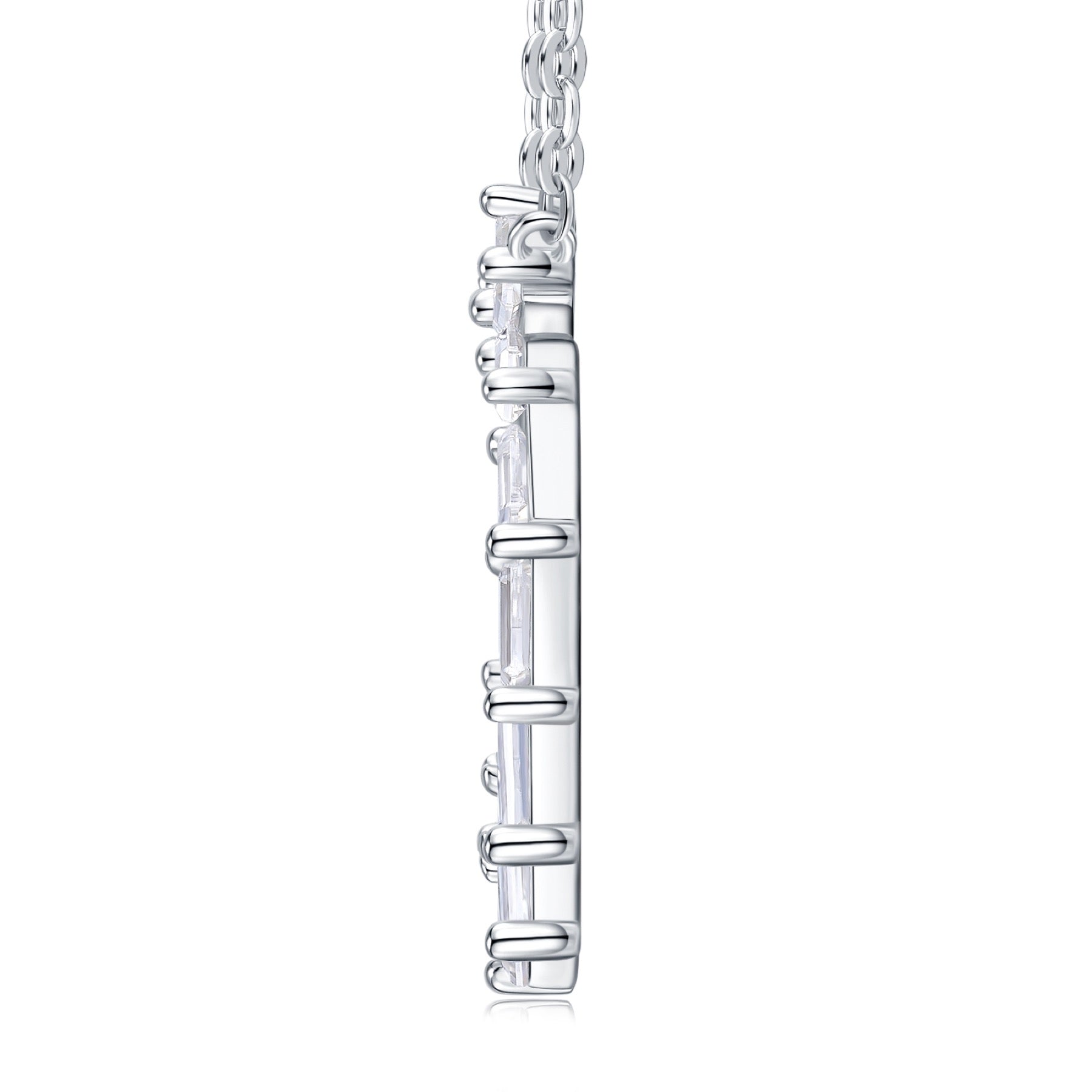 Circlet Moissanite Baguette Circle Necklace in Sterling Silver