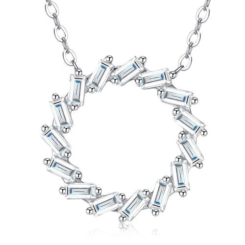 Circlet Moissanite Baguette Circle Necklace in Sterling Silver