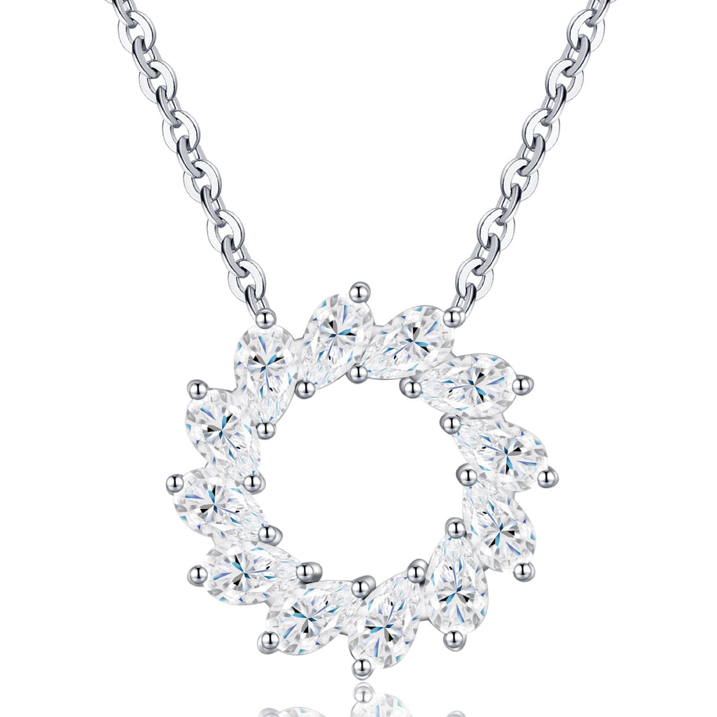 Wreath Moissanite Circle Wreath Necklace in Sterling Silver