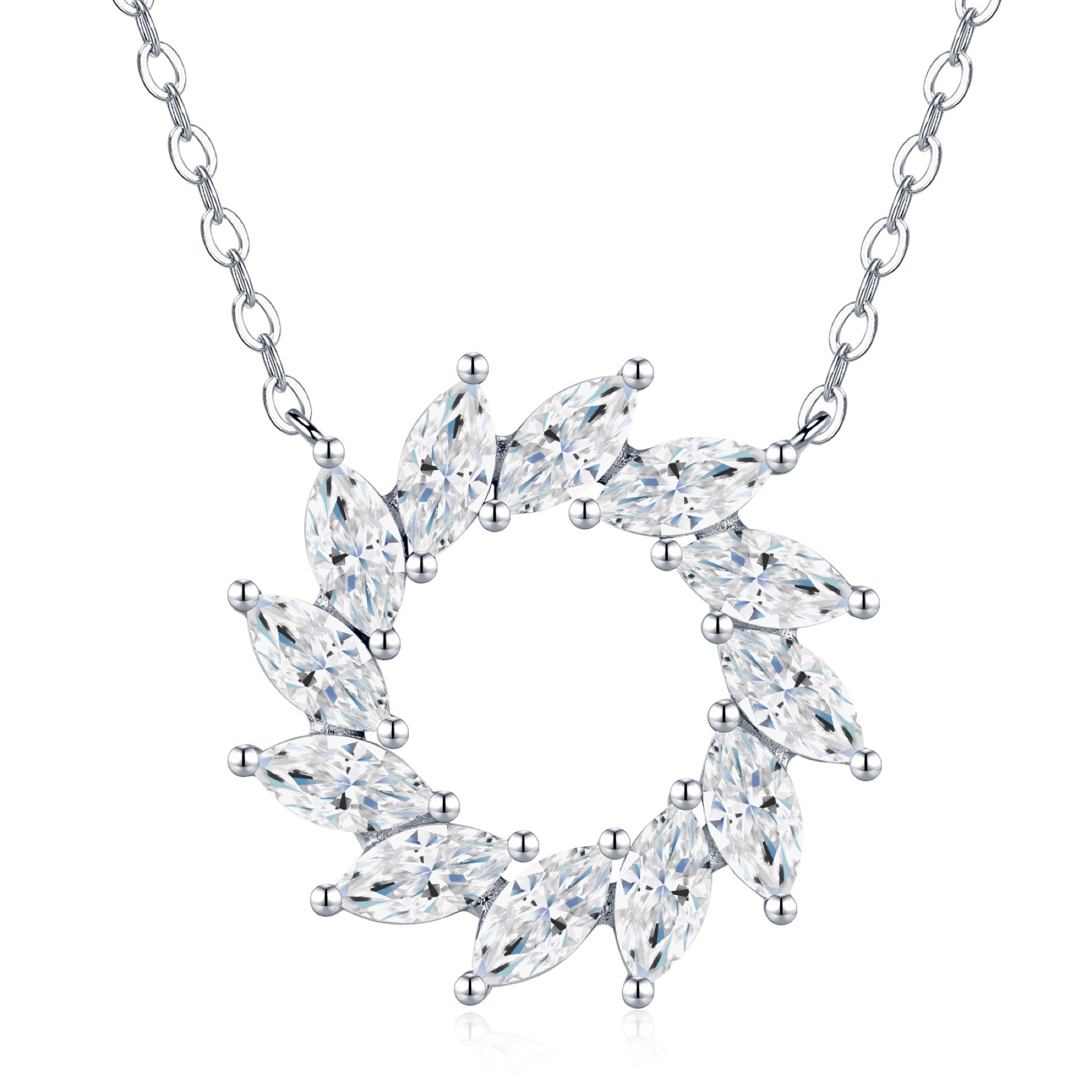 Verdure Moissanite Laurel Wreath Necklace in Sterling Silver