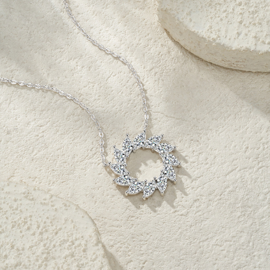 Verdure Moissanite Laurel Wreath Necklace in Sterling Silver