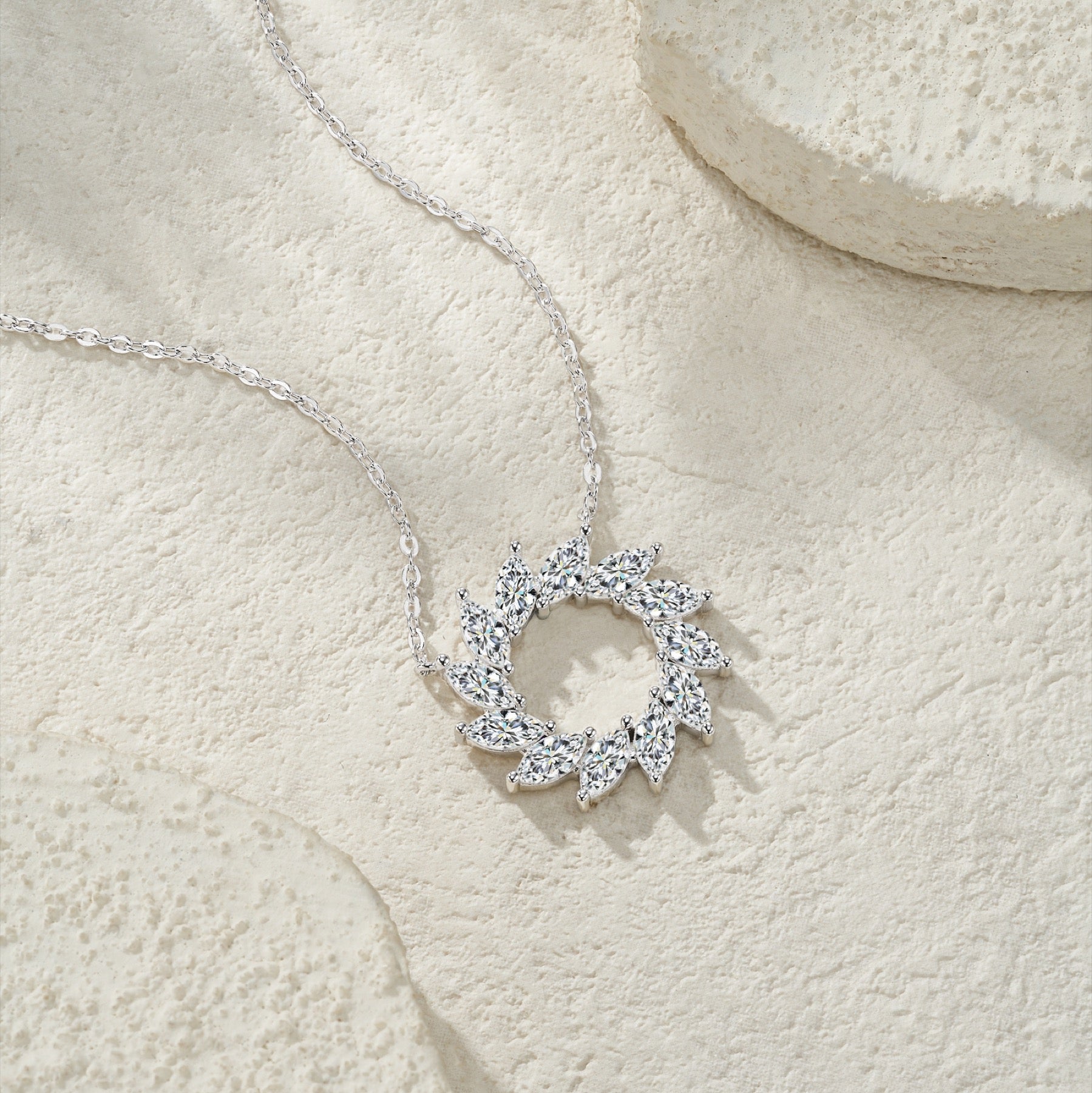 Verdure Moissanite Laurel Wreath Necklace in Sterling Silver