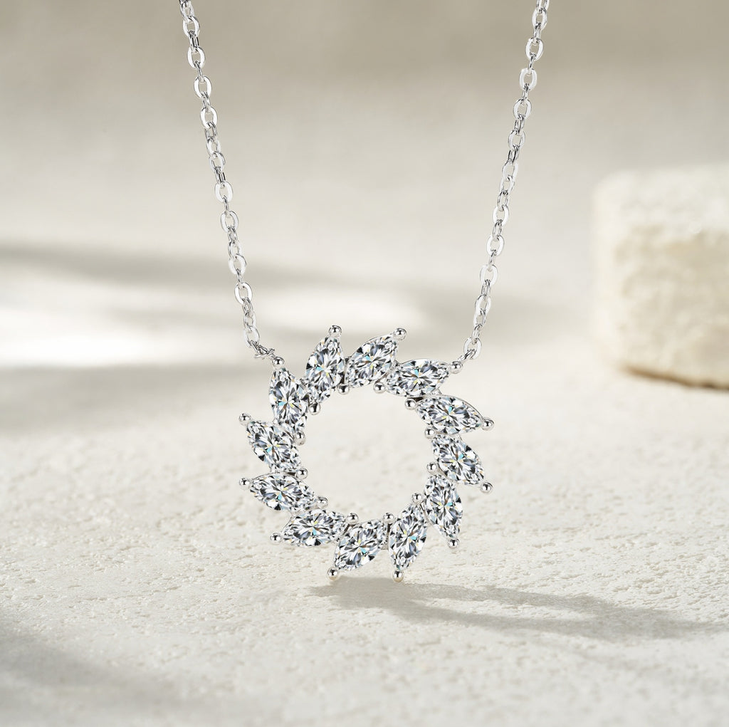 Verdure Moissanite Laurel Wreath Necklace in Sterling Silver