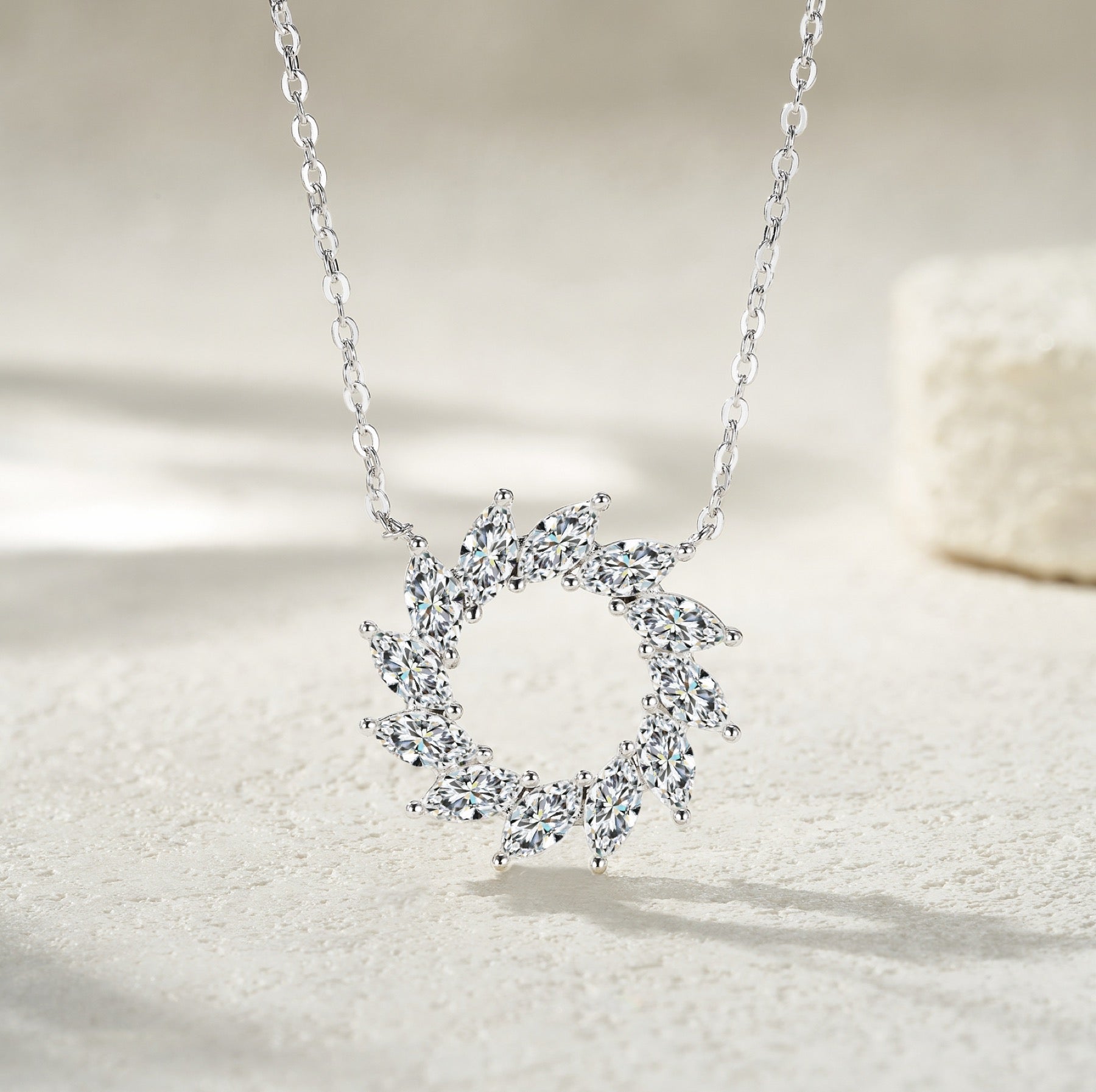 Verdure Moissanite Laurel Wreath Necklace in Sterling Silver