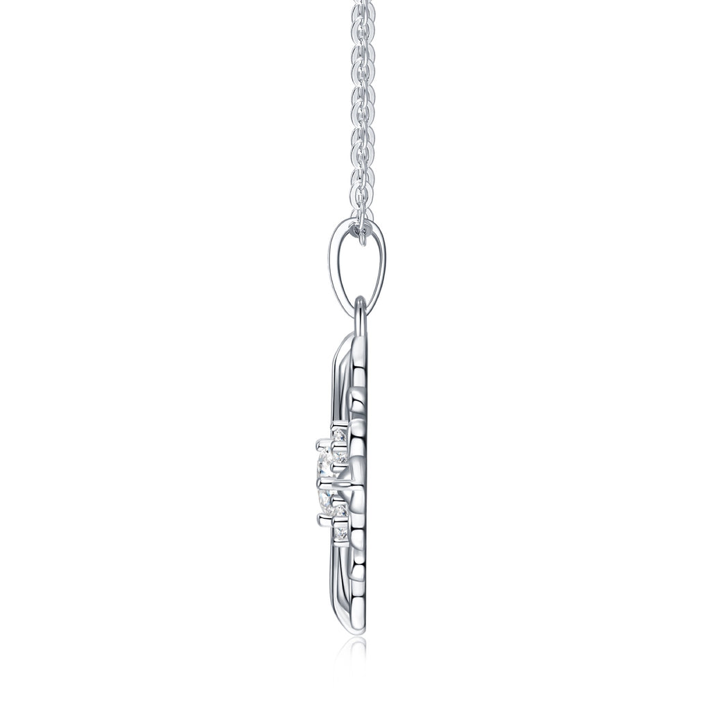Basilica Moissanite Cross Necklace in Sterling Silver