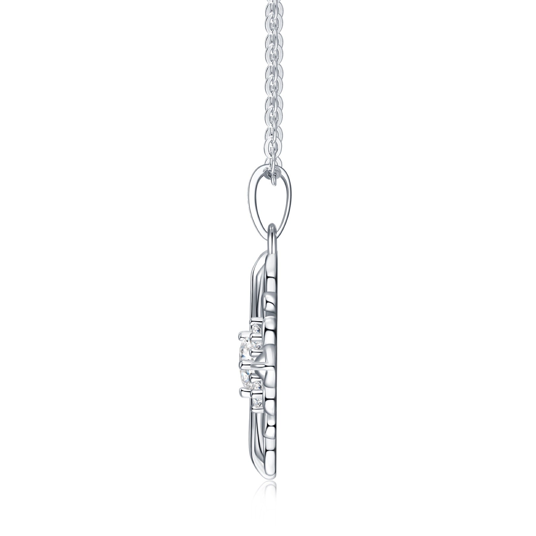 Basilica Moissanite Cross Necklace in Sterling Silver