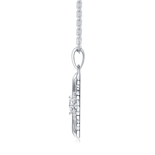 Basilica Moissanite Cross Necklace in Sterling Silver