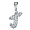 Initial J Moissanite Iced Bubble Pendant Necklace in Sterling Silver