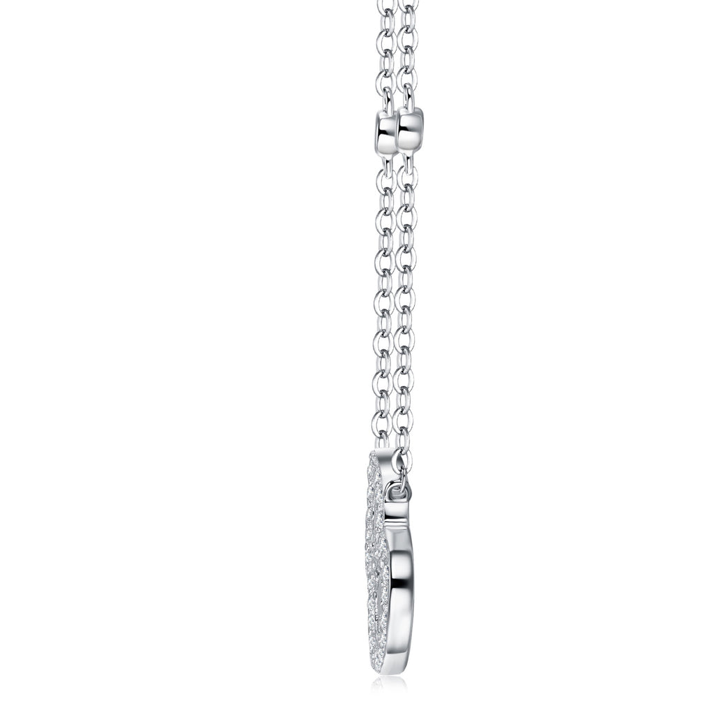 Coeur Moissanite Baguette Heart Necklace in Sterling Silver