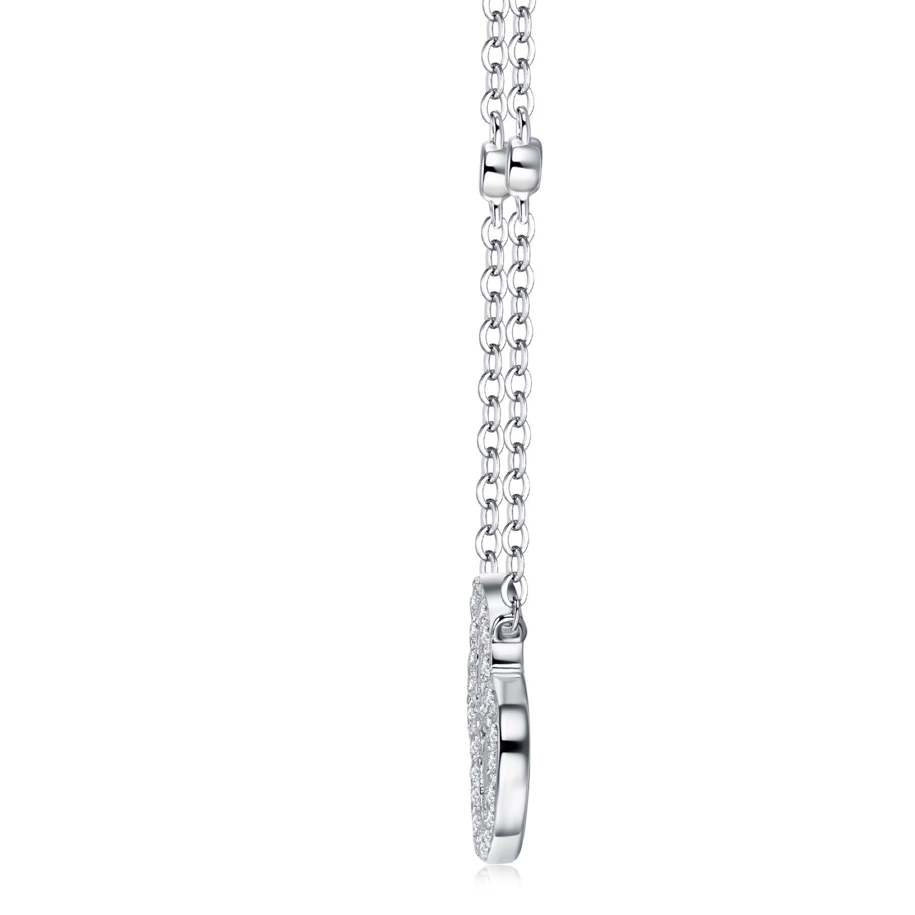 Coeur Moissanite Baguette Heart Necklace in Sterling Silver