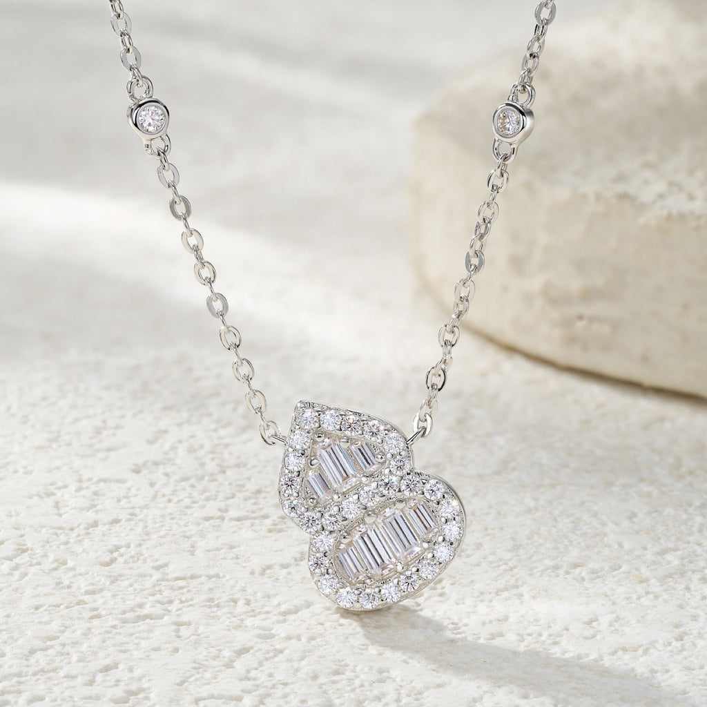 Coeur Moissanite Baguette Heart Necklace in Sterling Silver